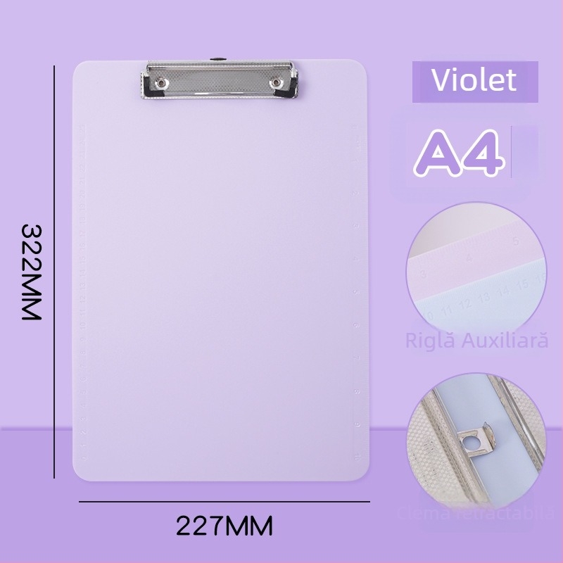 Clipboard A4 cu dosar pentru documente și clemă verticală, pentru birou