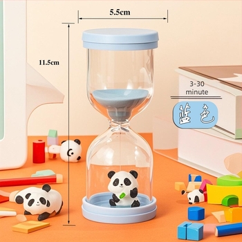 Panda-Shark desenat din pluș, cu ceas de nisip din plastic, ornament decorativ anti-cadere pentru copii, 3–30 de minute