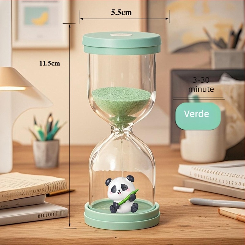Panda-Shark desenat din pluș, cu ceas de nisip din plastic, ornament decorativ anti-cadere pentru copii, 3–30 de minute