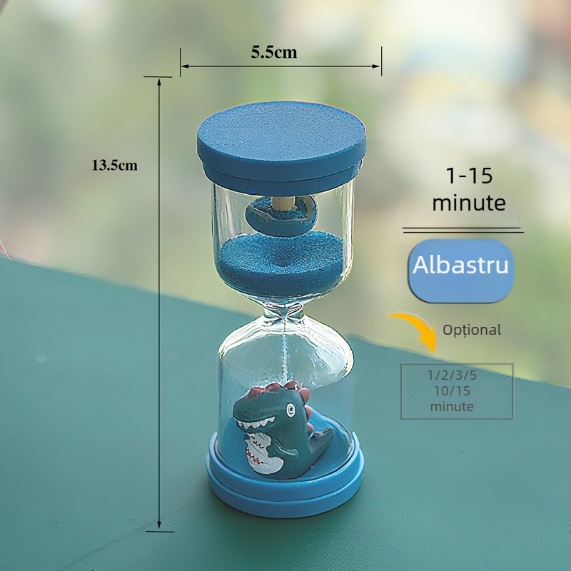 Panda-Shark desenat din pluș, cu ceas de nisip din plastic, ornament decorativ anti-cadere pentru copii, 3–30 de minute