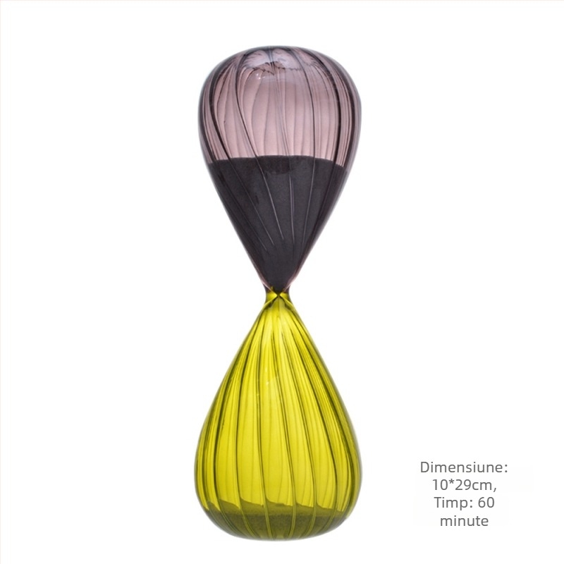 Clepsidră din sticlă cu design colorat prin pulverizare și bandă interioară cu model diamant, decor pentru casă