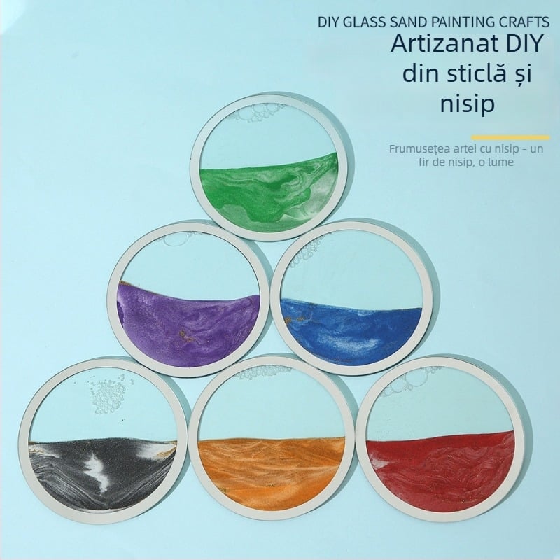 Decor de birou creativ: tablou de nisip și clepsidră, din sticlă transparentă, pentru sufragerie și birou