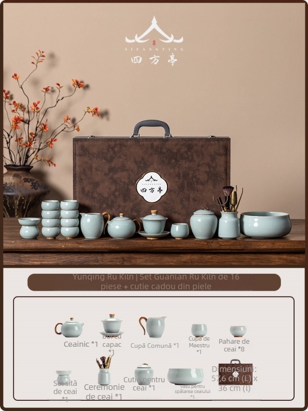 Set ceai cu ceainic și cești, stil chinezesc nou, ceramică, cutie cadou, pentru 7–9 persoane