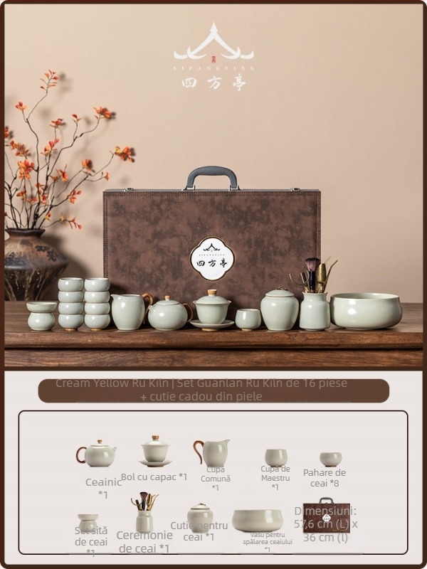 Set ceai cu ceainic și cești, stil chinezesc nou, ceramică, cutie cadou, pentru 7–9 persoane