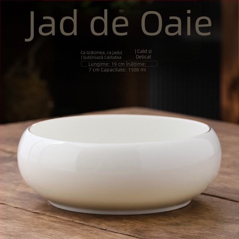 Set din porțelan ivoire alb pentru spălarea ceaiului: bazin mare pentru spălat căni, bol de apă, găleată pentru resturi de ceai și scrumieră – accesorii pentru ceremonia Kung Fu a ceaiului