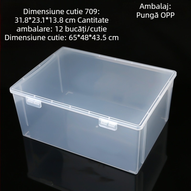 Cutie de depozitare PP transparentă, rezistentă la praf, înaltă, din plastic, pentru birou, fișiere, bijuterii și manichiură