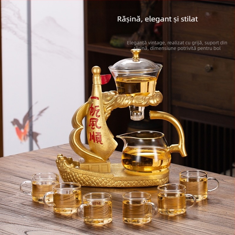 Set de ceai din sticlă rezistentă, cu ceainic, pentru casă și birou – stil minimalist modern