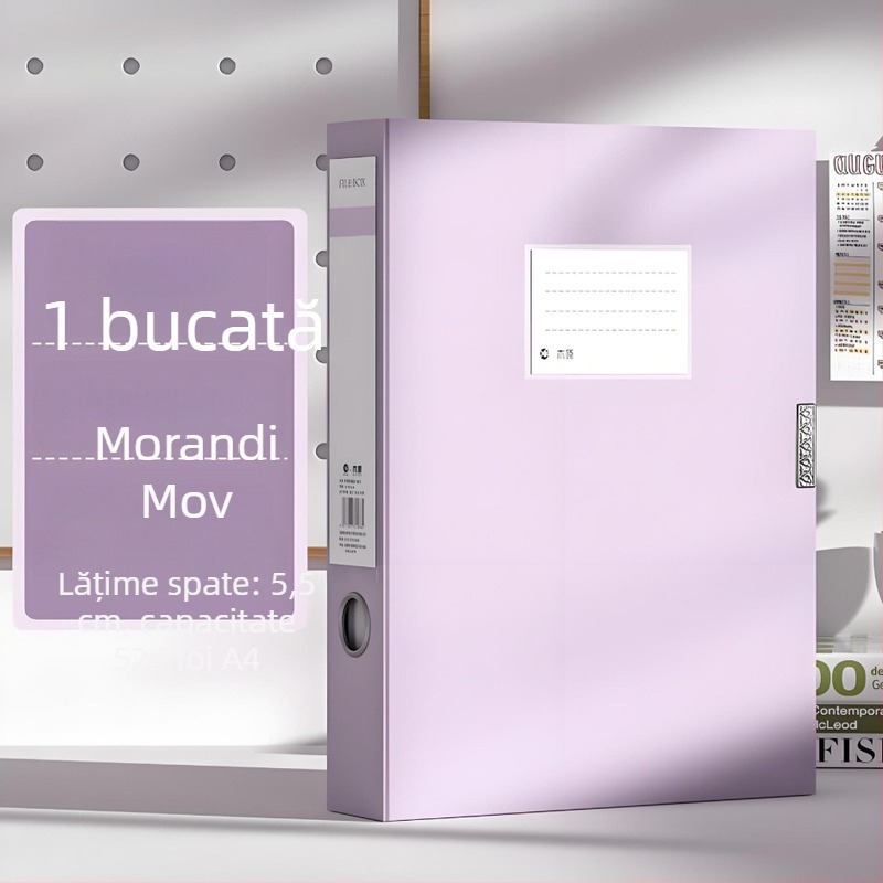 Cutie pentru fișiere A4, grosime 55 mm, plastic, capacitate mare pentru depozitarea documentelor contabile