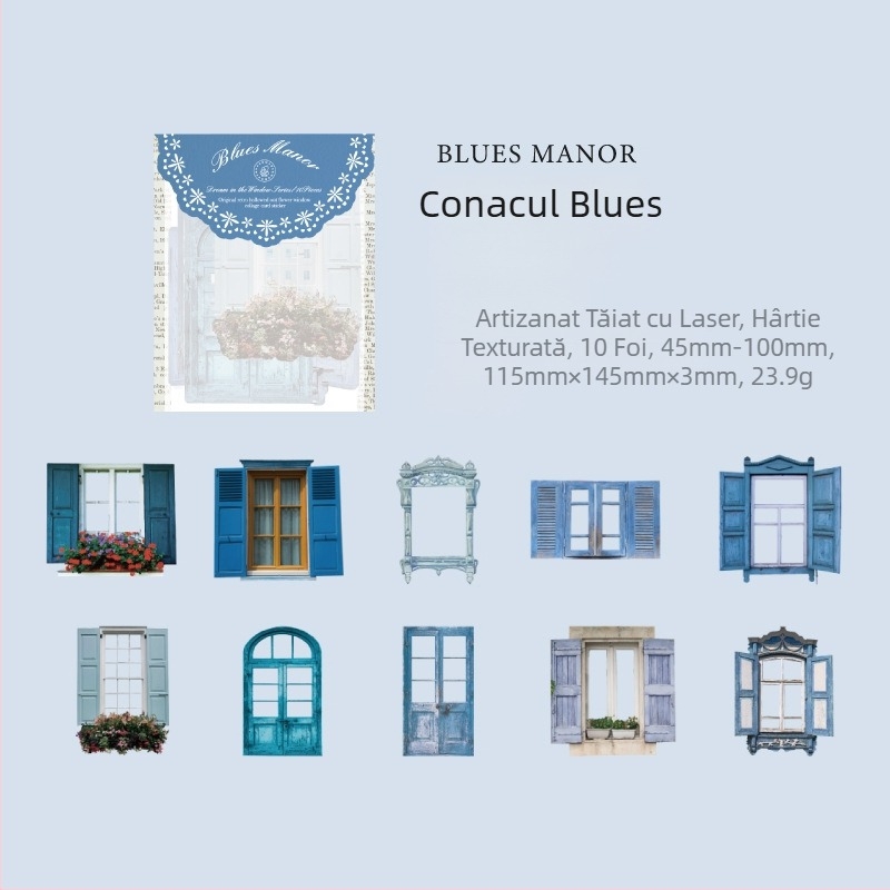 Stickere din seria Window Dream, Yu Xian — stil retro european, ferestre 3D decupate pentru decor DIY jurnal (10 buc.)