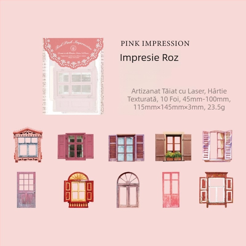 Stickere din seria Window Dream, Yu Xian — stil retro european, ferestre 3D decupate pentru decor DIY jurnal (10 buc.)