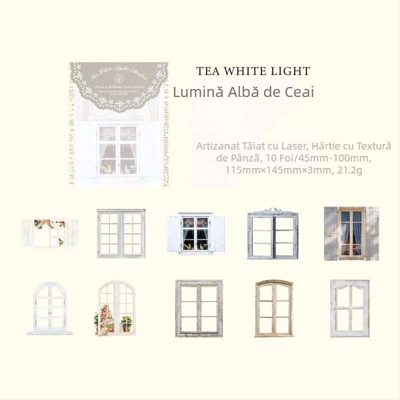 Stickere din seria Window Dream, Yu Xian — stil retro european, ferestre 3D decupate pentru decor DIY jurnal (10 buc.)