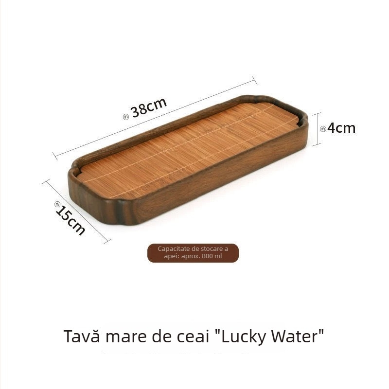 Tavă de ceai din lemn de nuc cu depozitare de apă, lemn masiv, stil modern minimalist, suport pentru ceai și tavă de servire a ceaiului