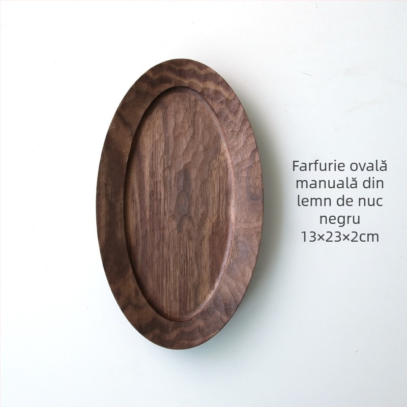 Rainwood Tava de ceai din lemn de cireș, realizare manuală japoneză — lemn masiv, sculptură manuală, formă ovală