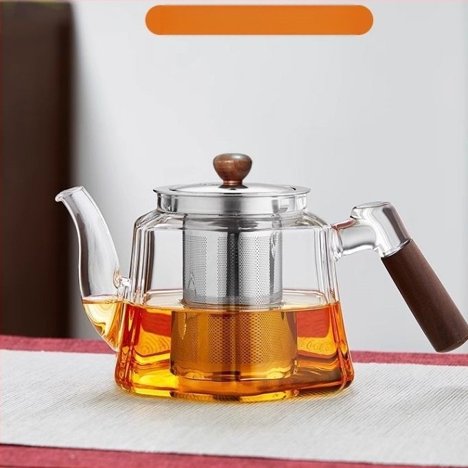 Ceainic din sticlă cu filtru pentru uz casnic, set de ceai cu flori și set Kung Fu, vas îngroșat, ceainic rezistent la căldură pentru infuzare și preparare ceai