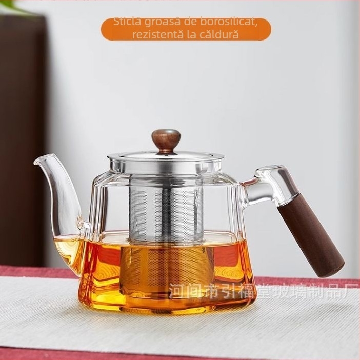 Ceainic din sticlă cu filtru pentru uz casnic, set de ceai cu flori și set Kung Fu, vas îngroșat, ceainic rezistent la căldură pentru infuzare și preparare ceai