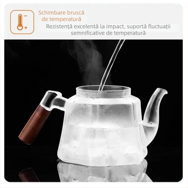 Ceainic din sticlă cu filtru pentru uz casnic, set de ceai cu flori și set Kung Fu, vas îngroșat, ceainic rezistent la căldură pentru infuzare și preparare ceai
