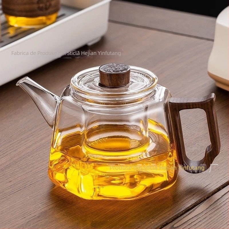 Ceainic din sticlă cu filtru pentru uz casnic, set de ceai cu flori și set Kung Fu, vas îngroșat, ceainic rezistent la căldură pentru infuzare și preparare ceai