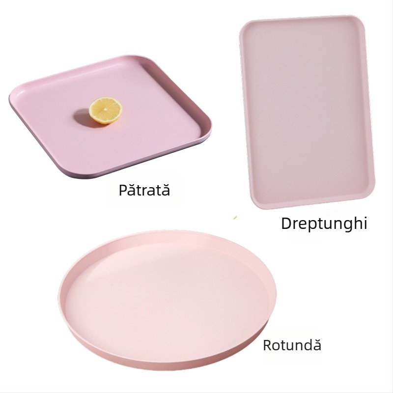 Platou pătrat din plastic în stil nordic, mare pentru uz casnic, pentru ceai, mic dejun și gustări