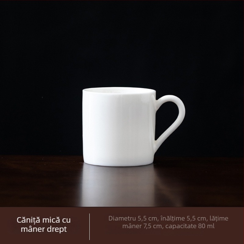 Cească de ceai din porțelan alb cu mâner, set de ceai Kung Fu din ceramică, protecție anti-arzire, mică cană de apă, pentru casă și birou