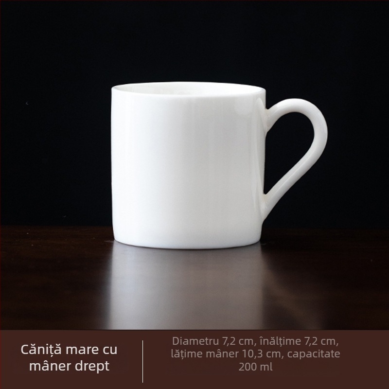 Cească de ceai din porțelan alb cu mâner, set de ceai Kung Fu din ceramică, protecție anti-arzire, mică cană de apă, pentru casă și birou