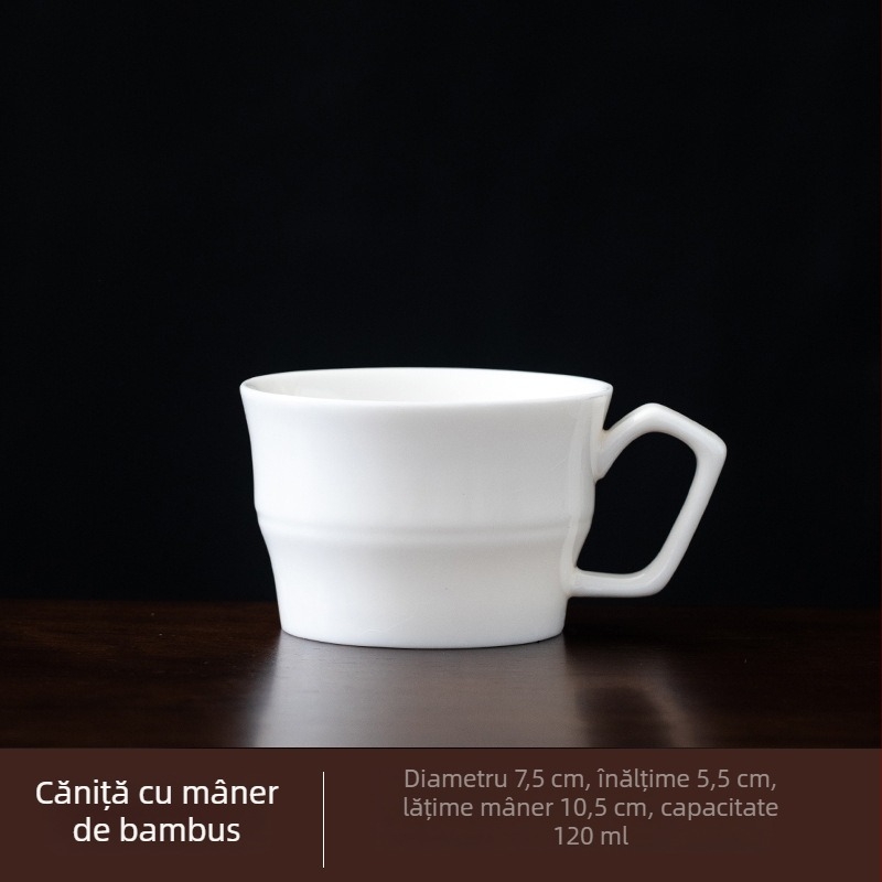 Cească de ceai din porțelan alb cu mâner, set de ceai Kung Fu din ceramică, protecție anti-arzire, mică cană de apă, pentru casă și birou