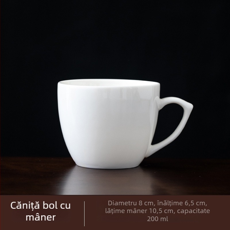 Cească de ceai din porțelan alb cu mâner, set de ceai Kung Fu din ceramică, protecție anti-arzire, mică cană de apă, pentru casă și birou