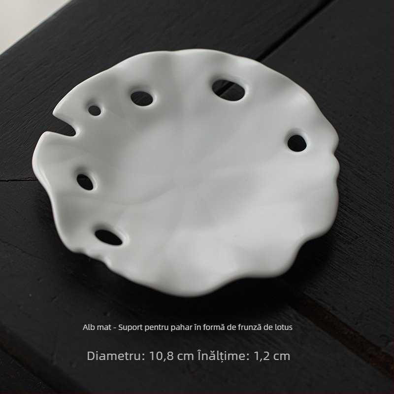 Suport ceramic pentru ceai cu frunză de lotus, bază izolatoare pentru ceașcă, accesoriu pentru ceremonia Kung Fu ceaiului