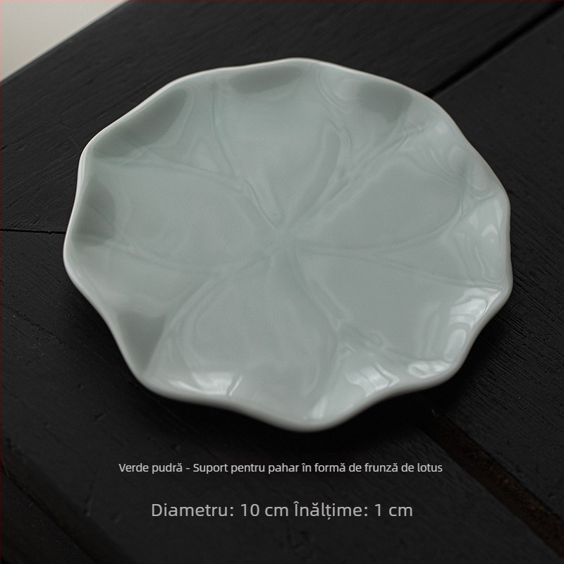 Suport ceramic pentru ceai cu frunză de lotus, bază izolatoare pentru ceașcă, accesoriu pentru ceremonia Kung Fu ceaiului