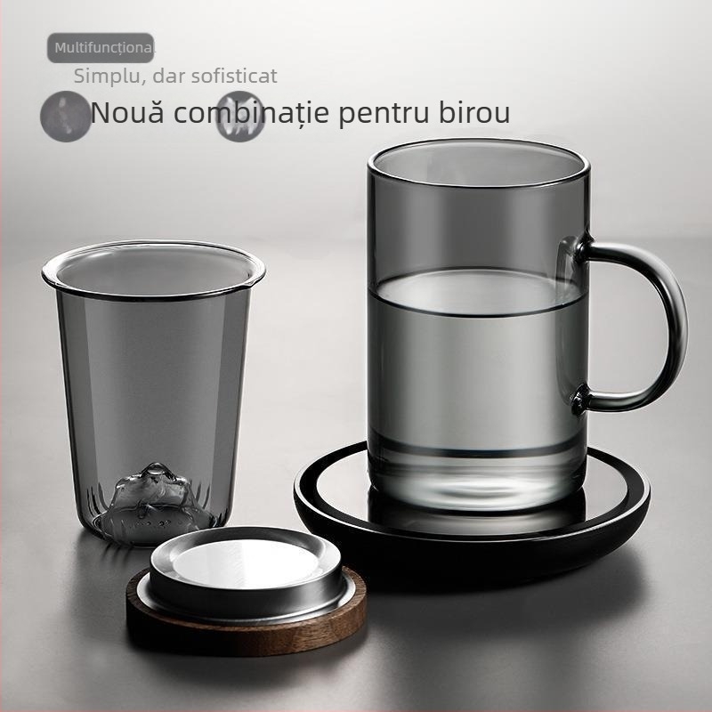 Set de ceai din sticlă, trei piese, cu filtru, ceașcă de ceai în stil japonez pentru casă și birou
