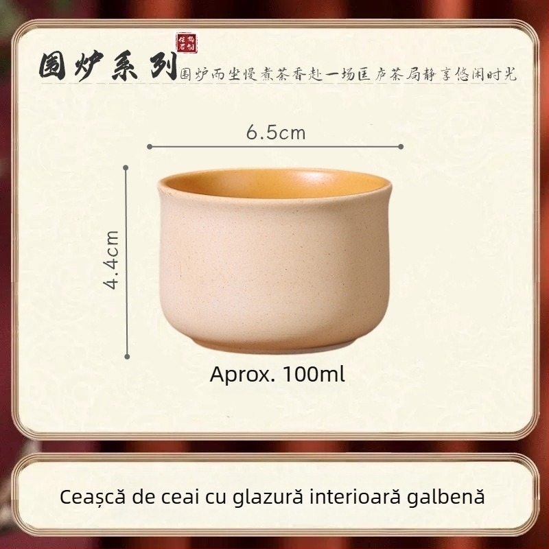 Set Gongfu de ceai din ceramică de piatră: ceainic, cești de ceai, ceașcă aromată, ceașă a maestrului și bol de ceai