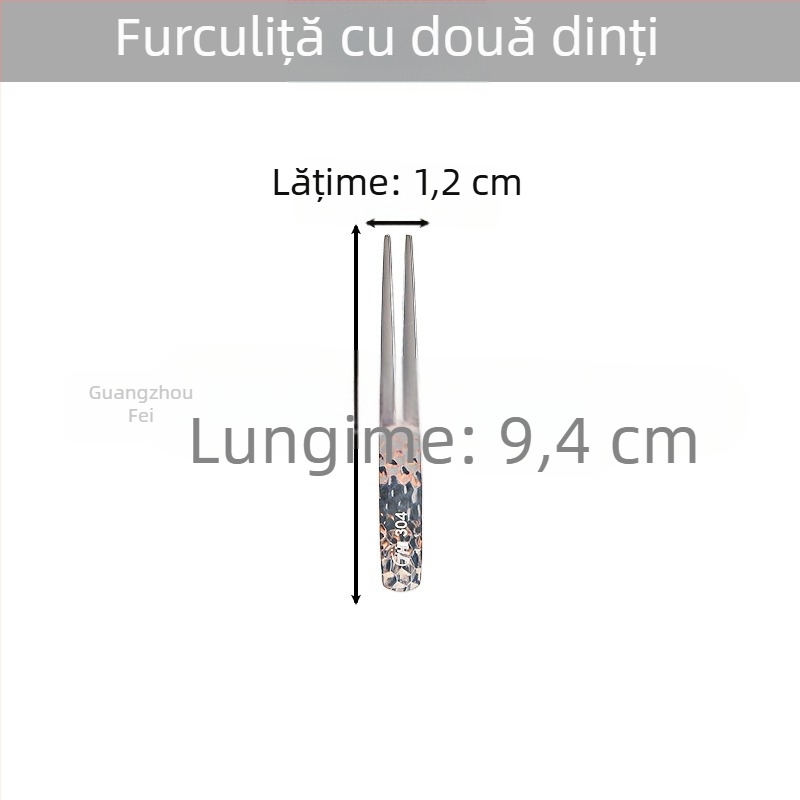 304 oțel inoxidabil cu textură ciocănată: furculițe pentru fructe, furculiță pentru tort, linguriță de ceai, lingură de înghețată, furculiță de desert – vesela pentru hoteluri și restaurante