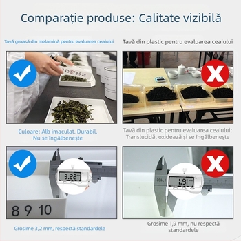 Tava de probe pentru ceai pentru evaluare — tavă albă din melamină pentru expunere, stil chinezesc, design simplu