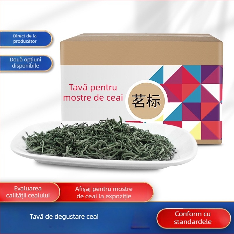 Tava de probe pentru ceai pentru evaluare — tavă albă din melamină pentru expunere, stil chinezesc, design simplu