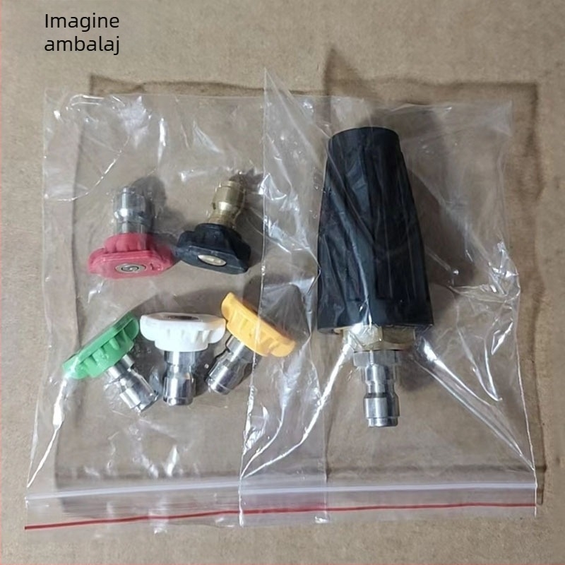 Pistol de apă cu presiune înaltă, duză rotativă în formă de lotus, conectare rapidă de 1/4", nucleu ceramic, duză din cupru și oțel inoxidabil, 7 culori