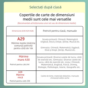 Auspicious Bird Capac de carte transparent, întărit din PP, ecologic, rezistent la apă, pentru elevi, dimensiuni A4/16K/25K, set complet