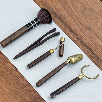 Set Ruyao pentru ceremonia ceaiului: Șase Domni Kung Fu, unelte pentru ceai, cuțit pentru ceai și clește pentru ceai, accesorii din lemn