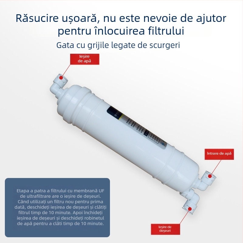 Element filtrant pentru purificator de apă, conectare rapidă cu 3 porturi, ultrafiltrare în cinci etape cu filtru din bumbac PP încorporat