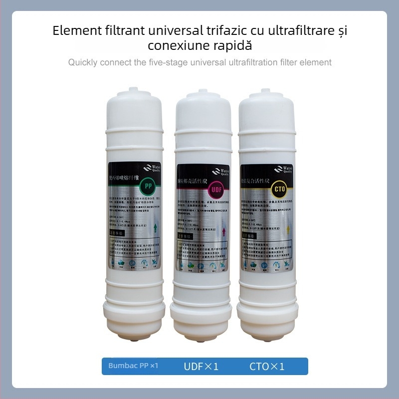 Element filtrant pentru purificator de apă, conectare rapidă cu 3 porturi, ultrafiltrare în cinci etape cu filtru din bumbac PP încorporat