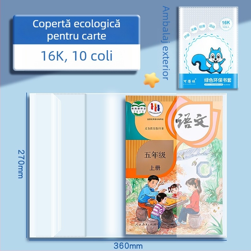 Huse ecologice pentru cărți, transparente și impermeabile, pentru 16K și A4, pentru manuale și caiete de lucru, pentru elevii de la învățământ primar până la liceu.