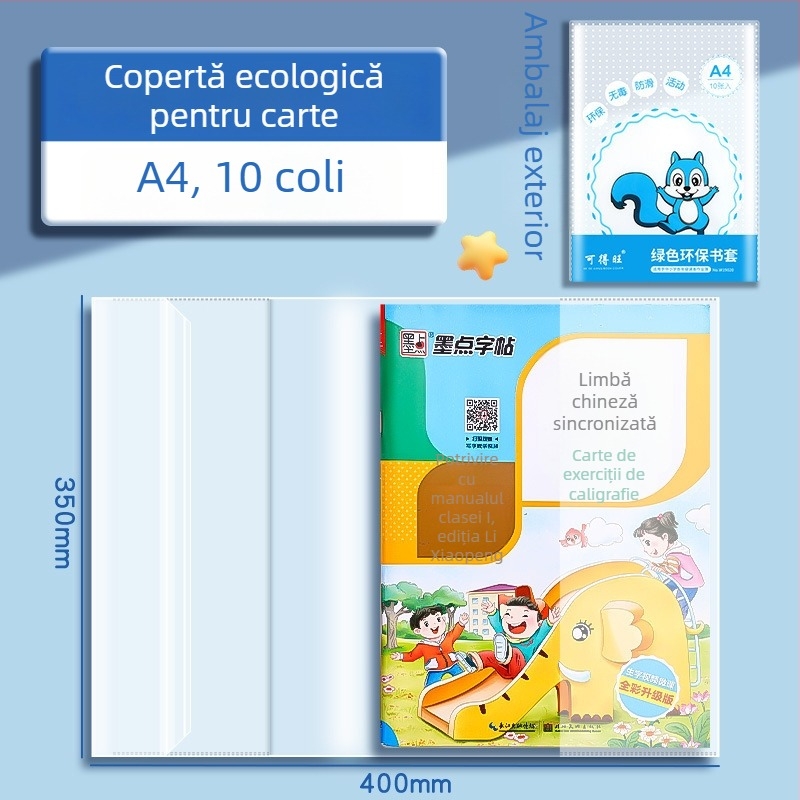 Huse ecologice pentru cărți, transparente și impermeabile, pentru 16K și A4, pentru manuale și caiete de lucru, pentru elevii de la învățământ primar până la liceu.