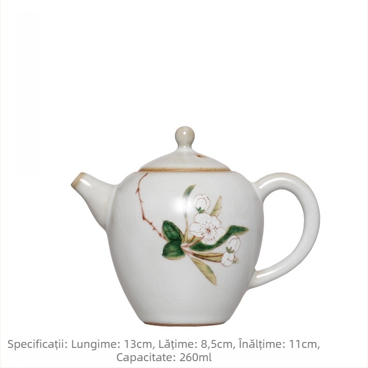 Ceainic ceramic cu mâner rotund, glazură Celadon, set Kung Fu de ceai