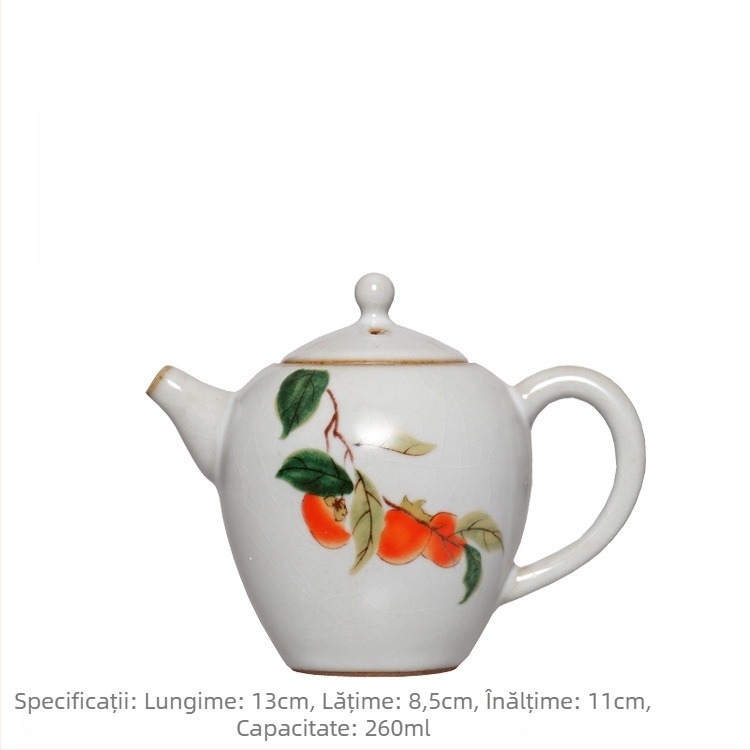 Ceainic ceramic cu mâner rotund, glazură Celadon, set Kung Fu de ceai