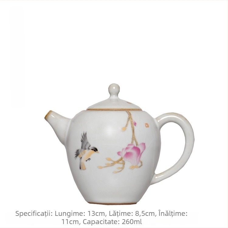 Ceainic ceramic cu mâner rotund, glazură Celadon, set Kung Fu de ceai