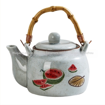 Ceainic din porțelan în stil antic, cu mâner pictat manual, set Kung Fu pentru ceai, ansamblu complet pentru ceaiul de după-amiază: ceainic, tavă pentru ceai, ceainic floral și ceașcă de ceai