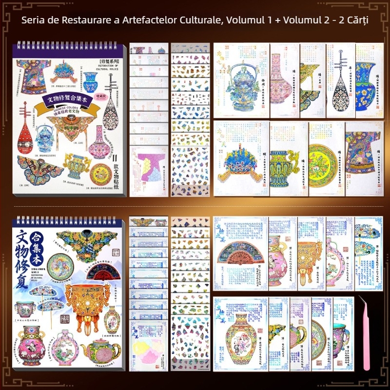 Set de stickere DIY pentru restaurare de obiecte vechi — stickere pentru peisaj și pictură cu nisip