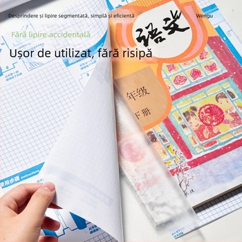Husa de carte autoadezivă segmentată, transparentă, mată, îngroșată, 16K, format A4, pentru învățământ primar până la liceu, impermeabilă