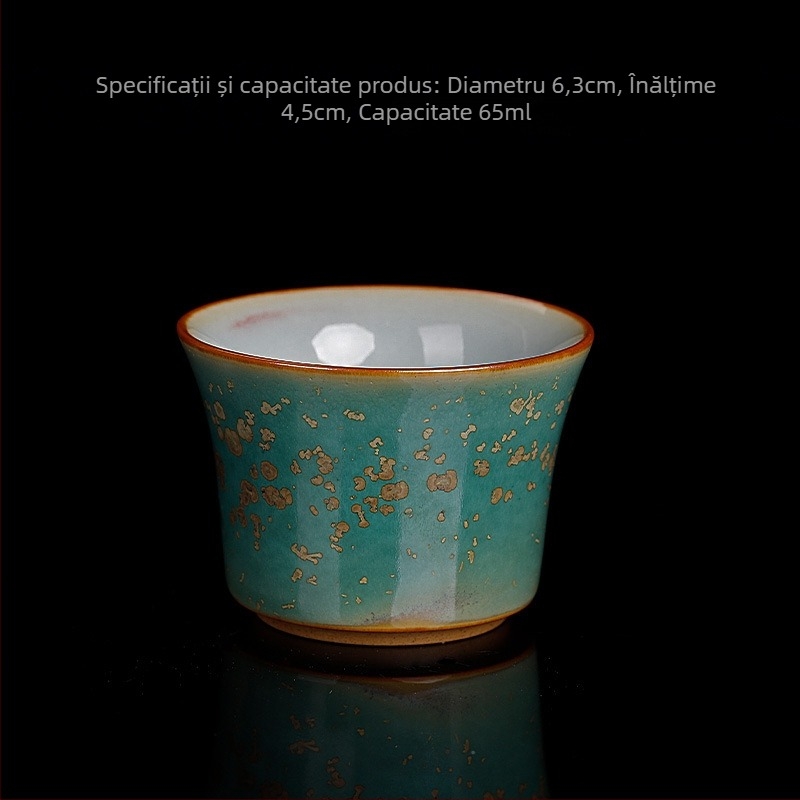 Cească de ceai din porțelan Jun Kiln cu glazură ce se schimbă în timpul coacerii