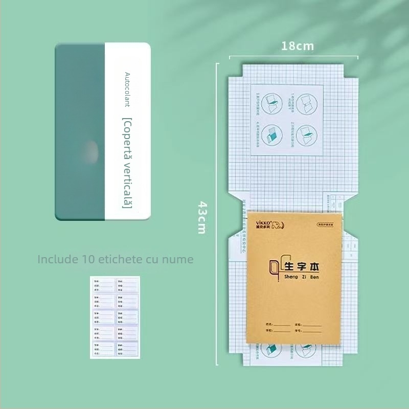 Folie autocolantă pentru copertă de carte, transparentă, mată, rezistentă la apă, pentru manualele elevilor din ciclurile primar și gimnazial, dimensiuni A4/16K/22K, ecologică
