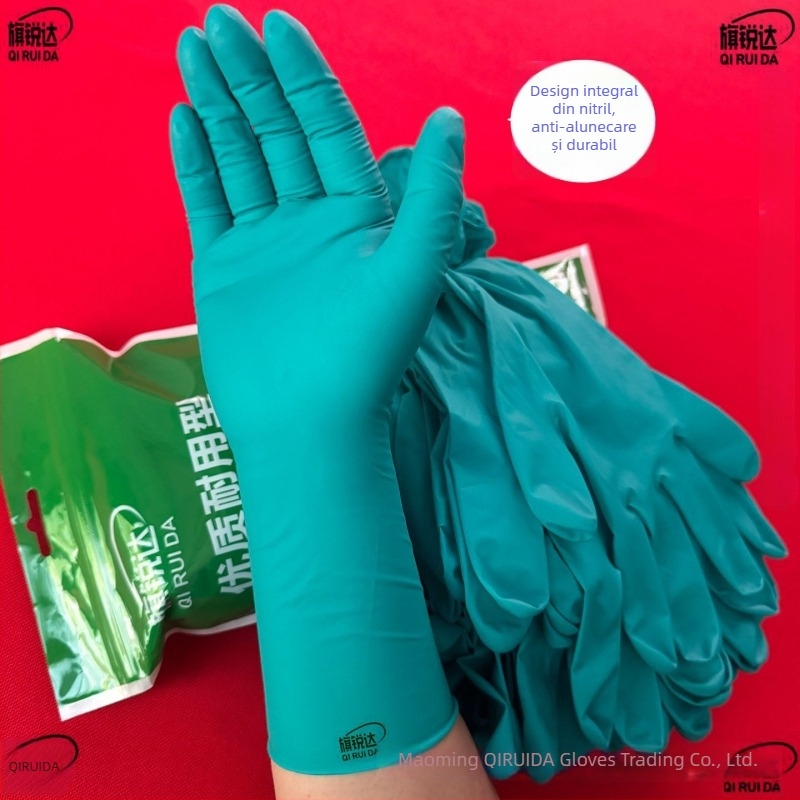 Mănuși din nitril Qiruida, 12 inch, 7 g, de calitate alimentară, anti-static, pentru menaj, acvacultură, industrie chimică, catering și întreținerea utilajelor