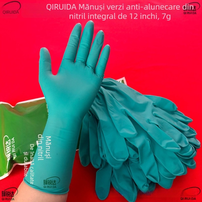 Mănuși din nitril Qiruida, 12 inch, 7 g, de calitate alimentară, anti-static, pentru menaj, acvacultură, industrie chimică, catering și întreținerea utilajelor